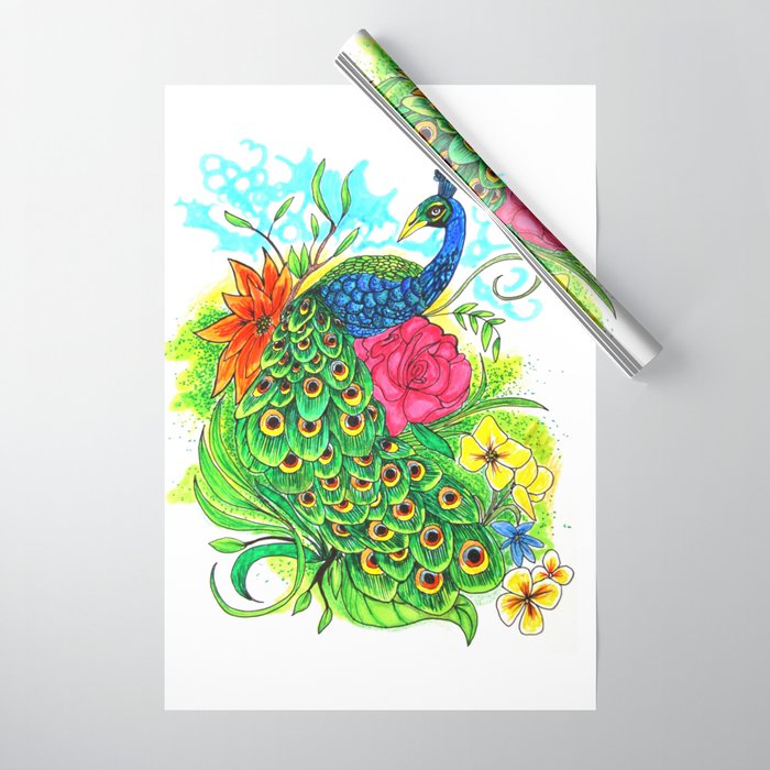 Peacock on sale wrapping paper