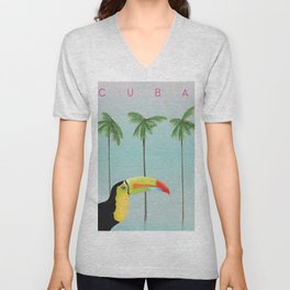 Cuba Toucan travel poster V Neck T Shirt