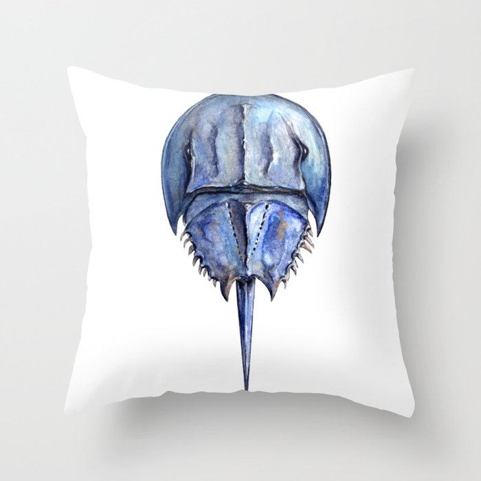 Blue Horseshoe Crab Throw Pillow