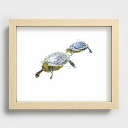 Watercolor turtle family Recessed Framed Print