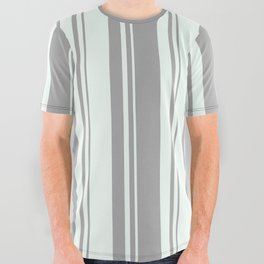 [ Thumbnail: Dark Gray & Mint Cream Colored Lines Pattern All Over Graphic Tee ]