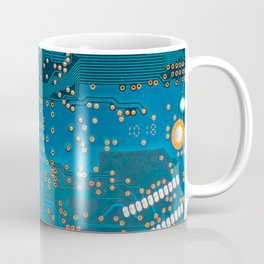 Motherboard Coffee Mug | Binarycode, Blue, Background, Blockade, Connect, Lines, Concept, Component, Chip, Beautifullines 
