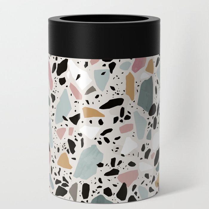 Terrazzo flooring seamless pattern with colorful marble rocks Can Cooler