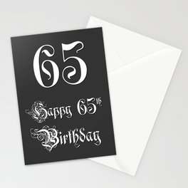 [ Thumbnail: Happy 65th Birthday - Fancy, Ornate, Intricate Look Stationery Cards ]