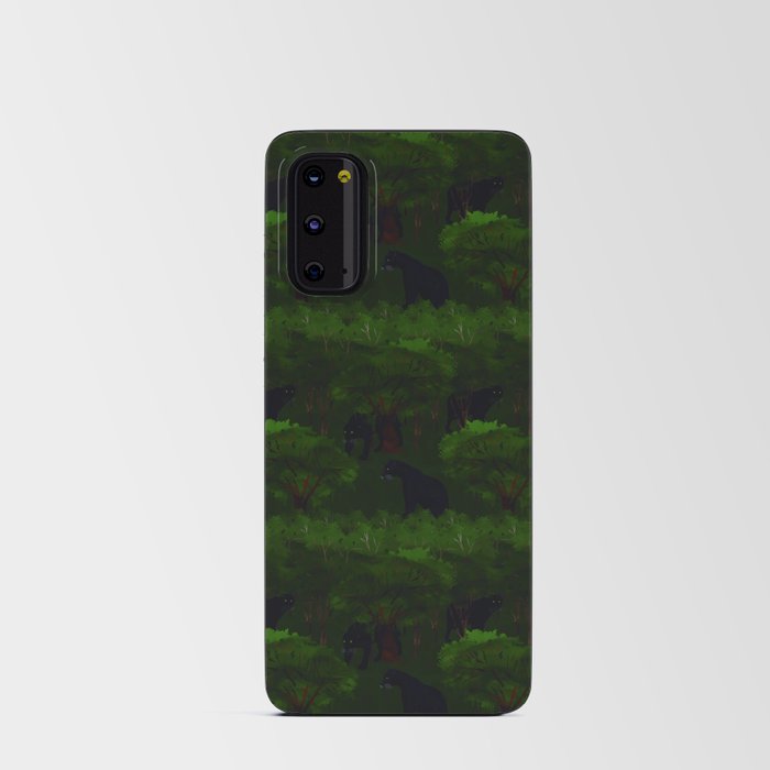  seamless pattern with panthers among tropical vegetation Android Card Case