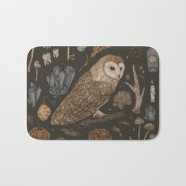 Harvest Owl Badematte | Witch, Apothecary, Crystal, Floral, Flora, Fall, Barnowl, Key, Spell, Owl 