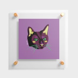 Graphic Cat Head - Purple Palette Floating Acrylic Print