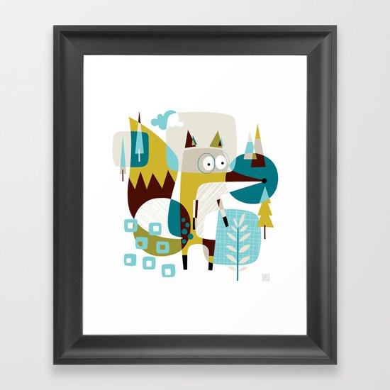 Fox in a box Framed Art Print