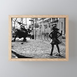 Fearless Girl and the Charging Bull Framed Mini Art Print