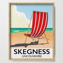 Skegness Lincolnshire beach poster Serving Tray