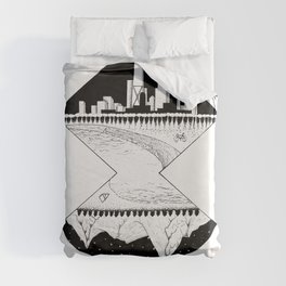 City by the Mountains Duvet Cover