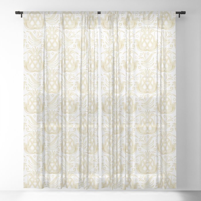 Luxe Pineapple // White Sheer Curtain