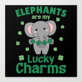 Elephants Are My Lucky Charms St Patrick's Day Canvas Print