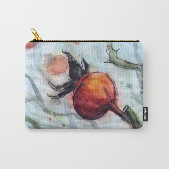 Rose Hips Abstract Watercolor Nature Carry-All Pouch