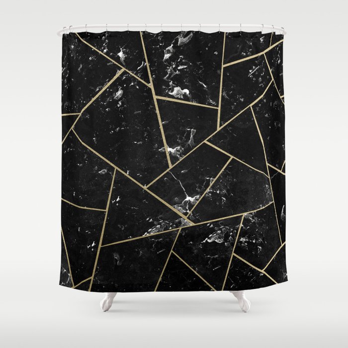Black Marble Gold Geometric Glam #1 #geo #decor #art #society6 Shower Curtain