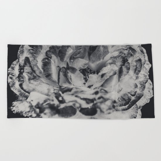 Desert Rose in Black and White Beach Towel