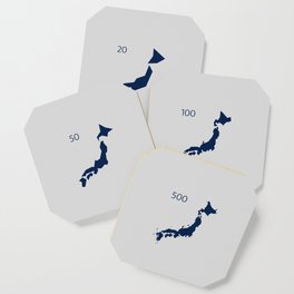 Japan - the coastline paradox - grey on navy blue Coaster