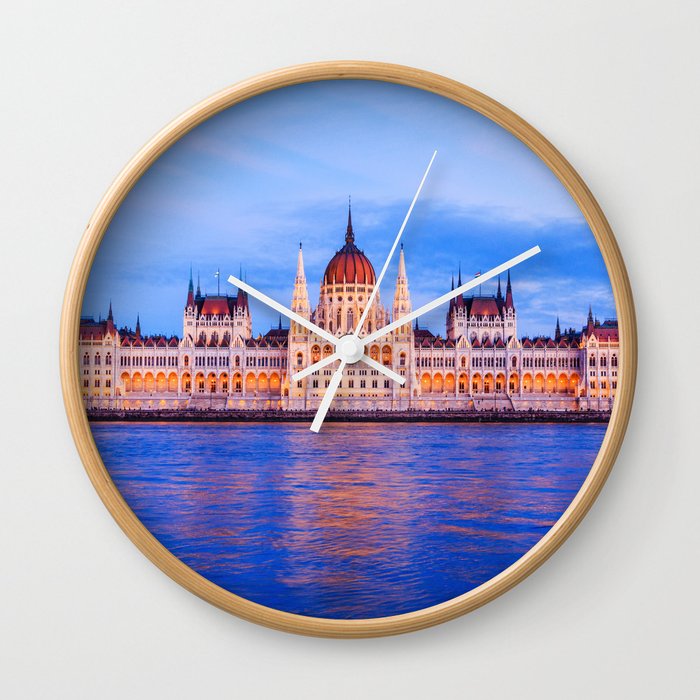 Budapest, Hungary parliament at night. Wall Clock