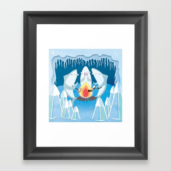 A Shiver of Sharks Framed Art Print