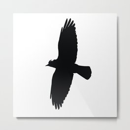 Jackdaw In Flight Silhouette Metal Print | Animal, Vector, Nature 