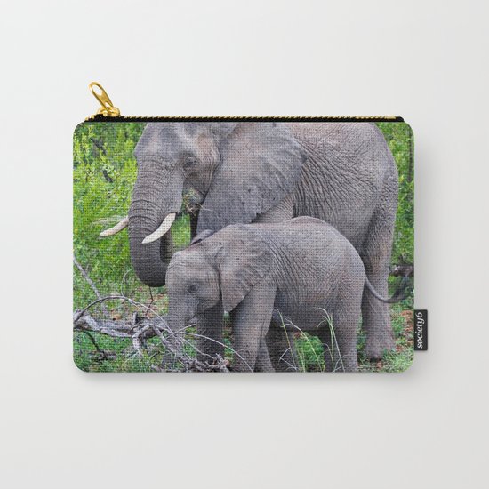 african elephant mother with baby Carry-All Pouch