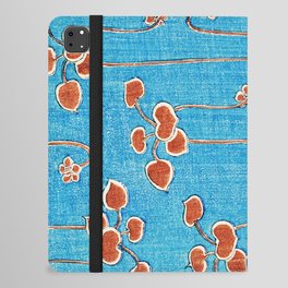 Red Flowers on Turquoise Vintage Japanese Floral Print iPad Folio Case