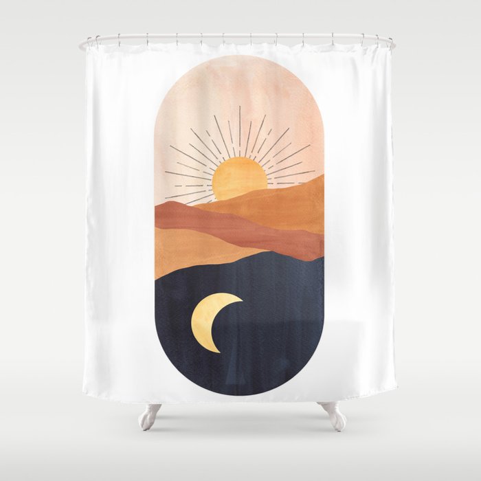 Abstract day and night Shower Curtain
