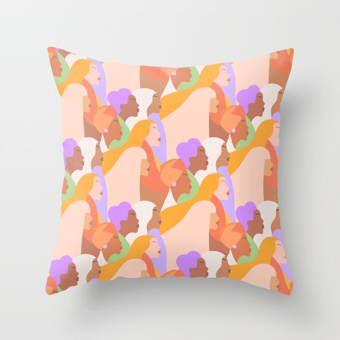 Girl Power - Diversity in Colour - Pattern Throw Pillow