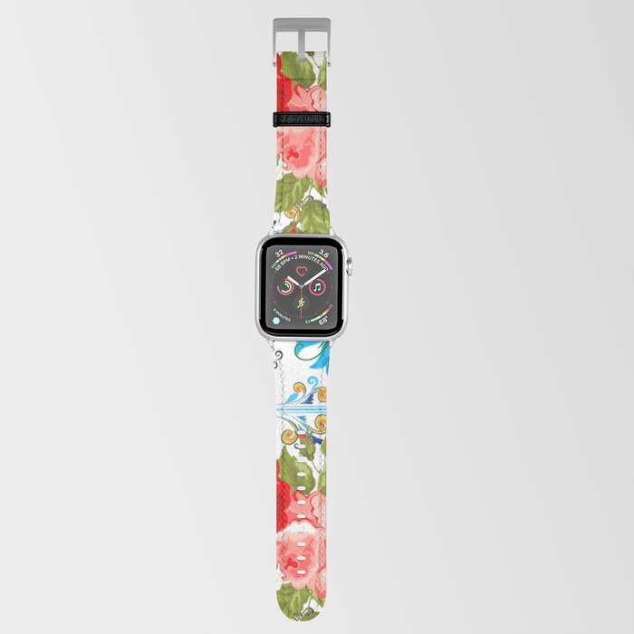 Italian,Sicilian art,majolica,tiles,Flowers Apple Watch Band