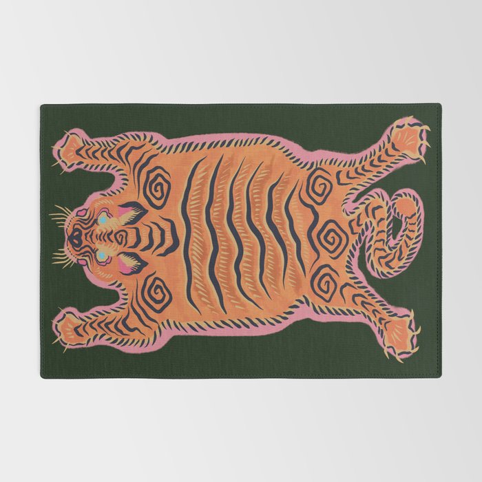 Pink Tibetan Tiger Rug Art Board Print for Sale by