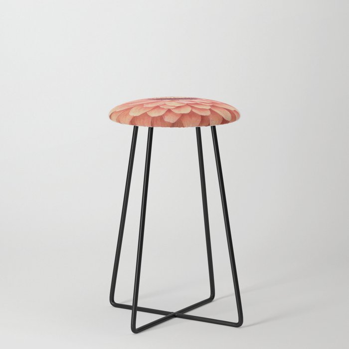 Coral Chrysanthemum flower Counter Stool