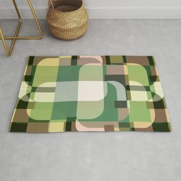 Color Field AX31 - Green Rounded Geometric Shapes Area & Throw Rug