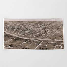 Iowa City vintage pictorial map Beach Towel
