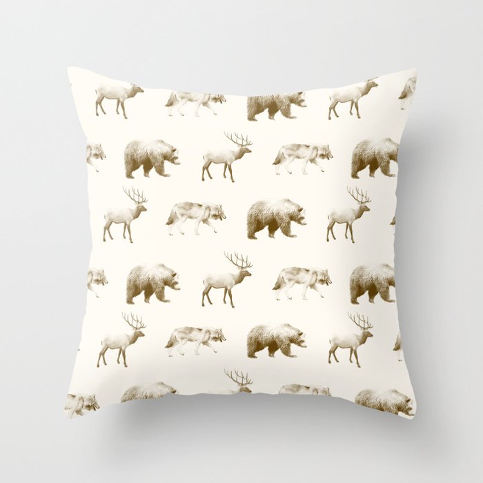 Wild Pattern // Brown Throw Pillow