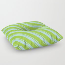 [ Thumbnail: Powder Blue and Green Colored Lines Pattern Floor Pillow ]