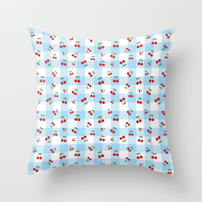 gingham and cherry (viii 2021) Throw Pillow