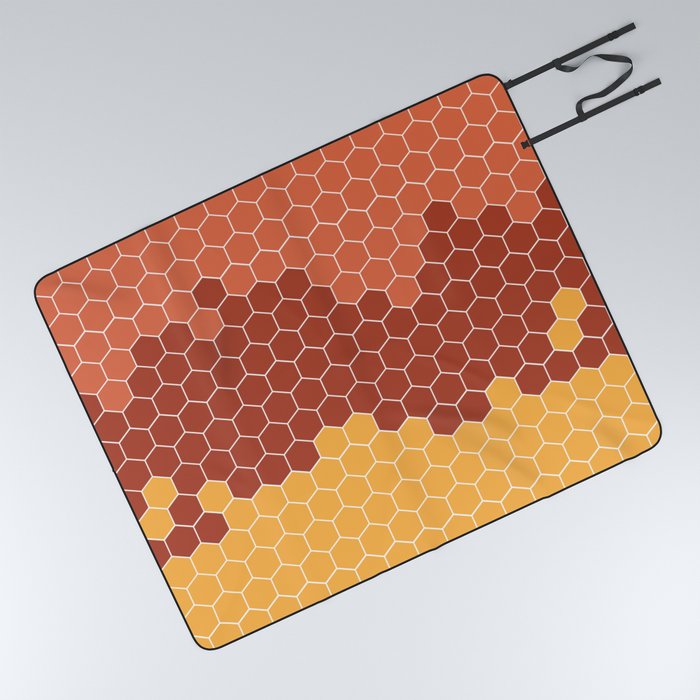 Honeycomb Orange Yellow Hive Picnic Blanket