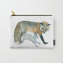 Fox and Hare Carry-All Pouch | Hare, Illustration, Aquarelle, Painting, Vixen, Wintery, Watercolor, Friends, Watercolour, Snowy 