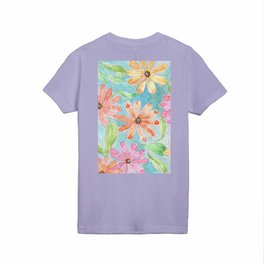 Watercolor Daisies Design Kids T Shirt