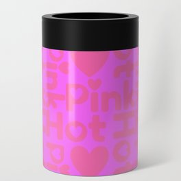 Super bright hot pink with pink text Can Cooler