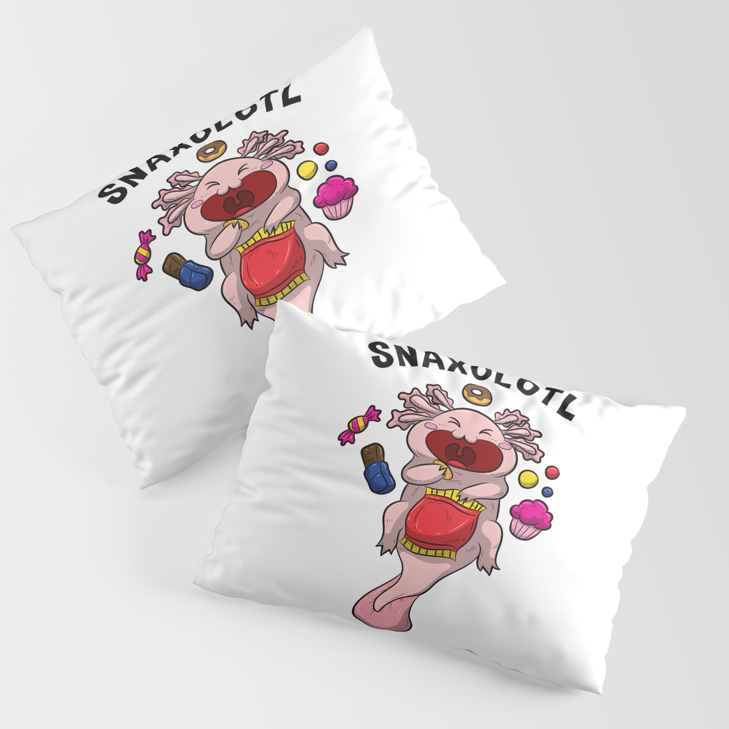 Axolotl Snaxolotl Shirt Funny Animal Pet Puns Kids Pillow Sham by Born  Design | Society6