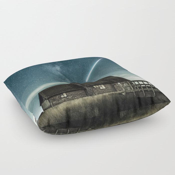 Shooting star; meteor shower on the plains twilight magical realism milky way galaxy color photograph / photography portrait Floor Pillow