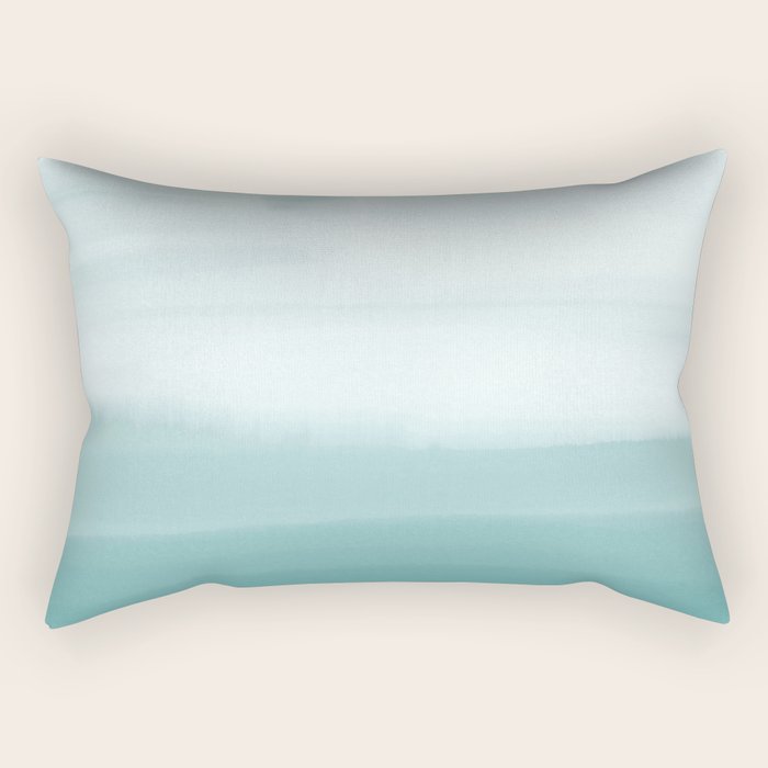 Ocean Sky Surf Waves Teal Blue Green Water Clouds Watercolor Painting Beach Bathroom Decor Rectangular Pillow By Palmtreeprints Society6