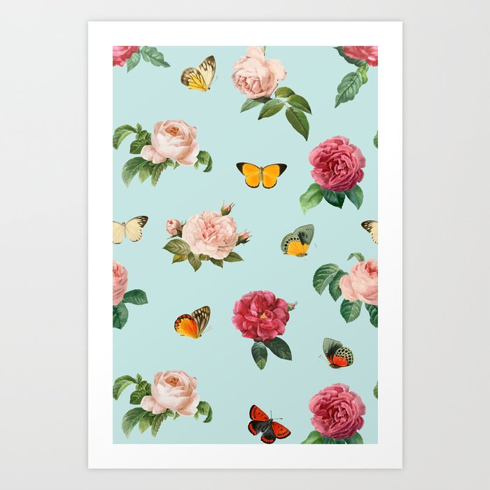 Las Rosas & Mariposas Art Print