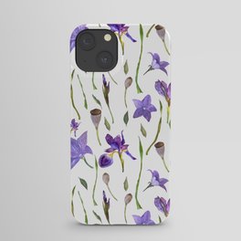 purple iris watercolor pattern iPhone Case