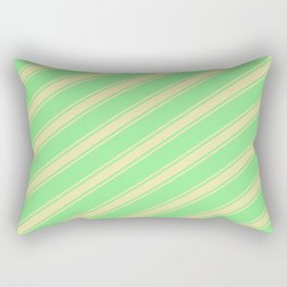 [ Thumbnail: Light Green and Pale Goldenrod Colored Lined/Striped Pattern Rectangular Pillow ]