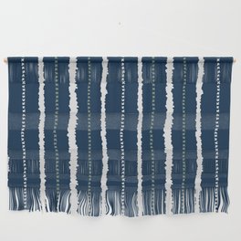 Navy Blue and Sage Stripes Wall Hanging