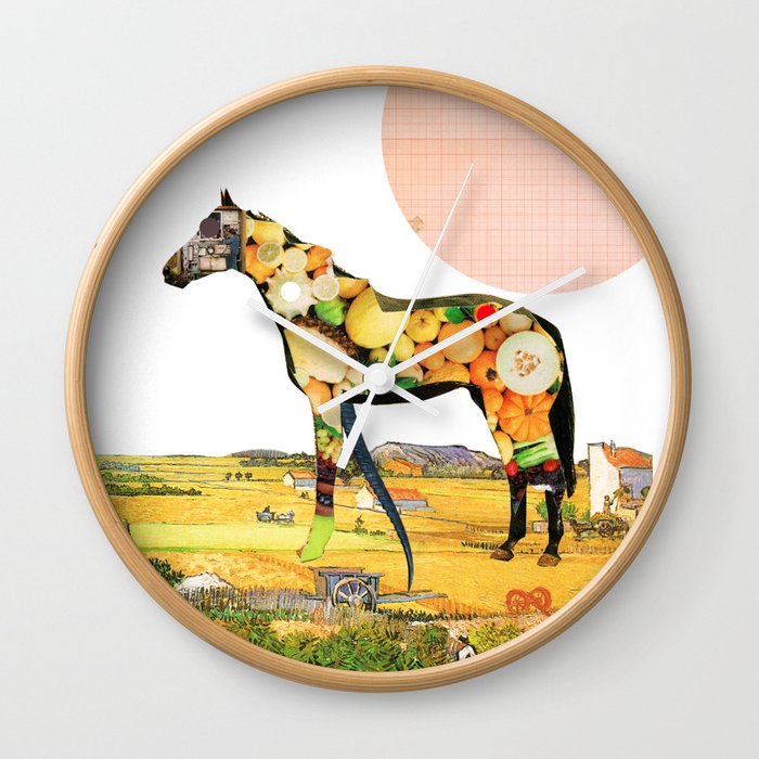 Pferd trägt Früchte · romantical side Wall Clock