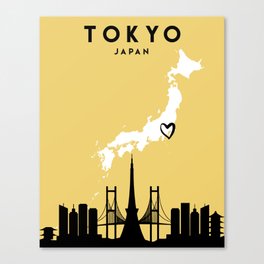 TOKYO JAPAN LOVE CITY SILHOUETTE SKYLINE ART Canvas Print