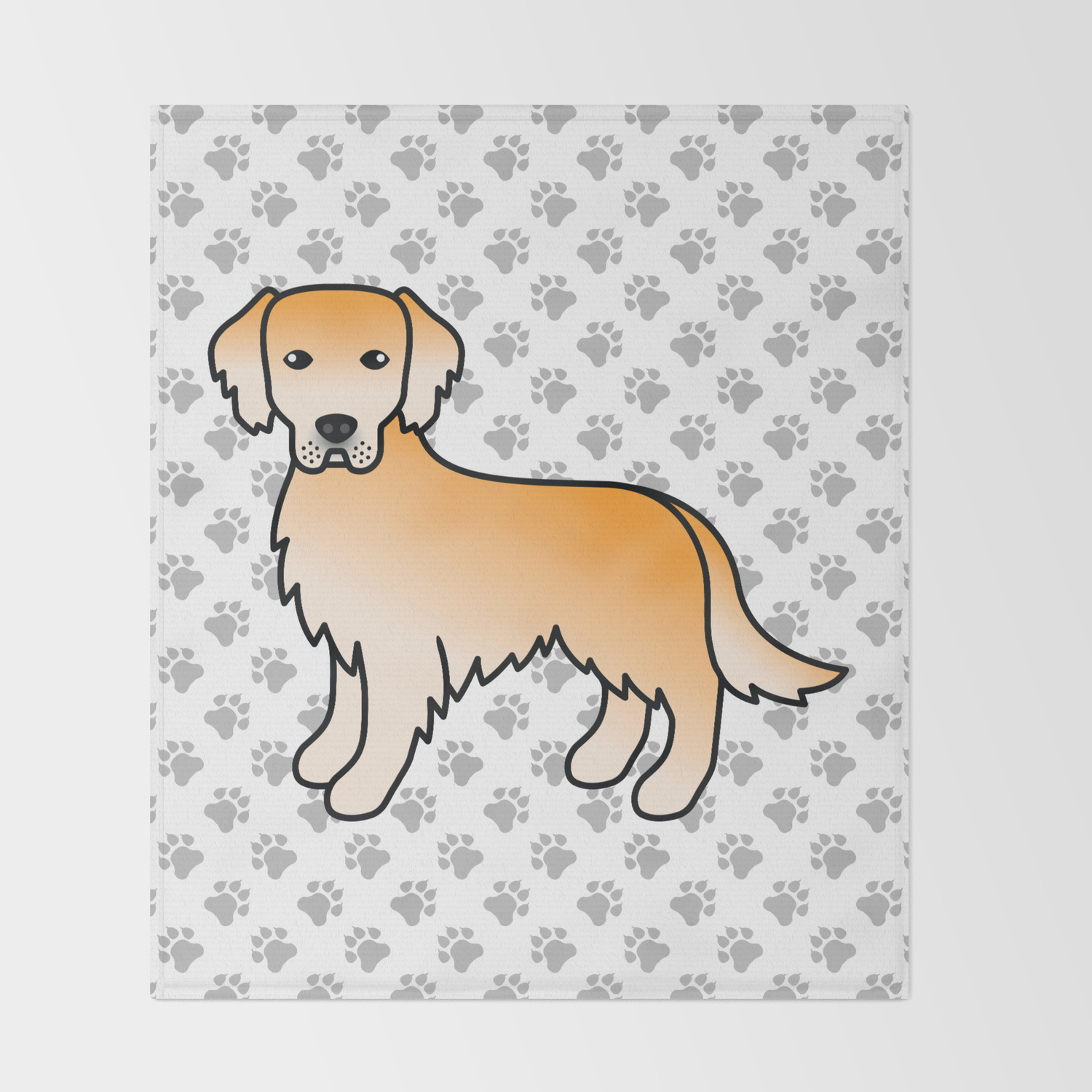 Yellow Golden Retriever Breed Dog Cute Cartoon Illustration Throw